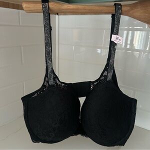 Victoria's Secret Black Twinkle Strap Lace Push-Up Bra